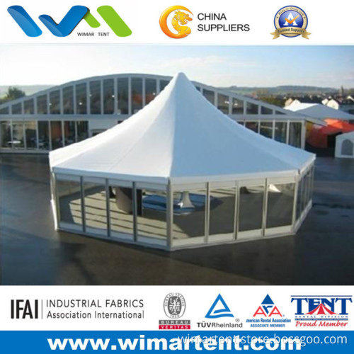 6m Polygon High Peak Tent with Glass Wall and Glass Door